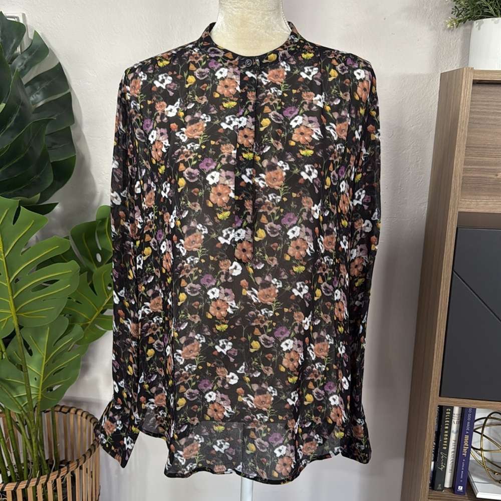 Rag & bone floral popover sheer blouse